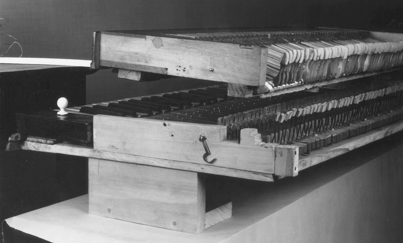 The keys and hammers of Bartolomeo Cristofori’s 1720 piano, lifted out of its case